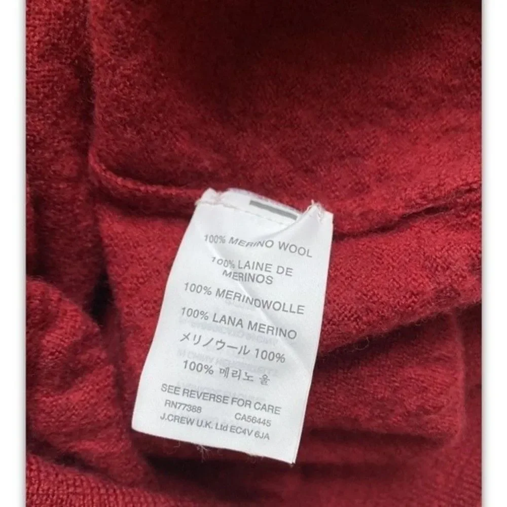 J.Crew Slim Fit V-Neck Mens Knit Sweater Maroon 100% Wool Size Medium